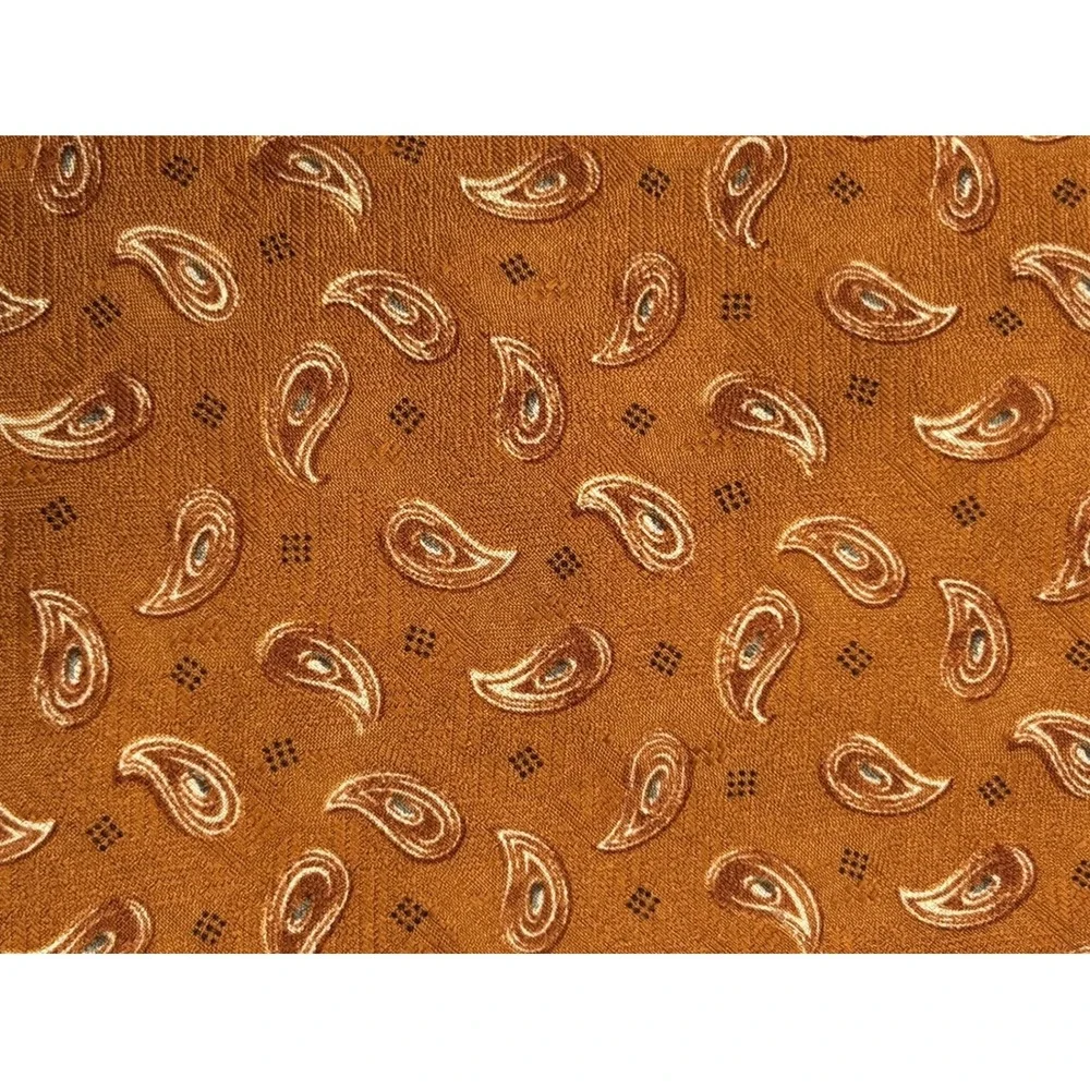 Coach Mens Silk Tie Burnt Orange Paisley Medallion Handmade USA Business Formal